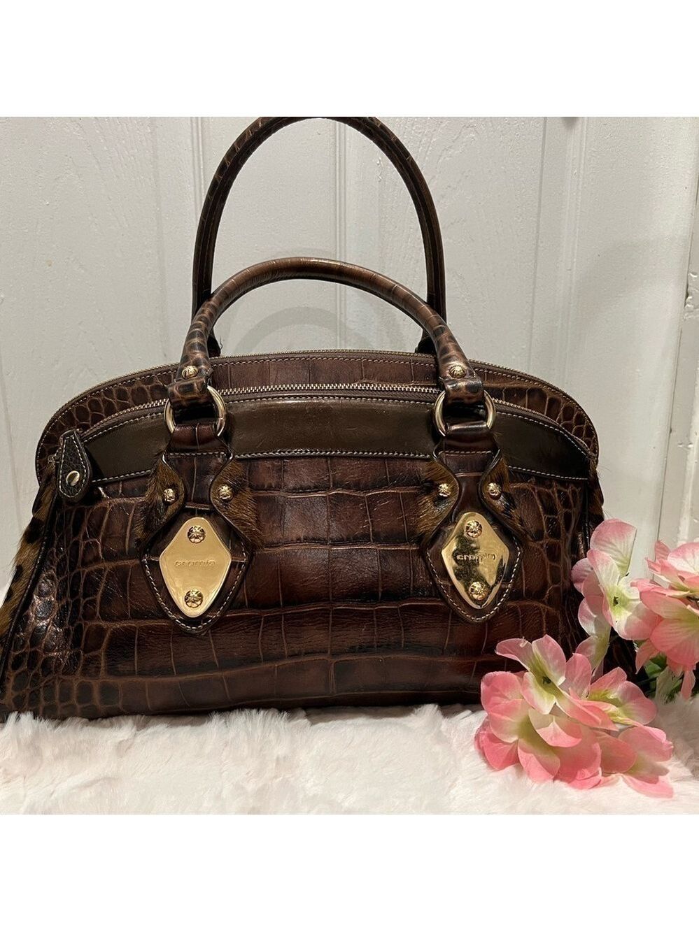 CROMIA ITALIAN LEATHER HANDBAG PURSE